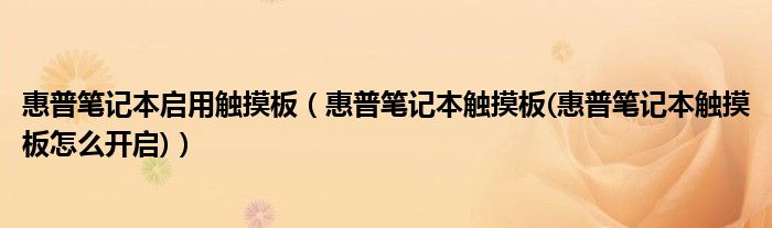 惠普笔记本启用触摸板（惠普笔记本触摸板(惠普笔记本触摸板怎么开启)）