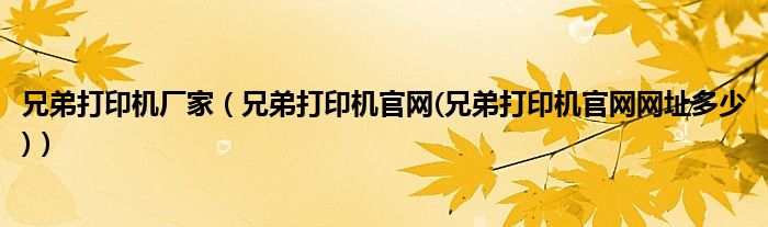 兄弟打印机厂家（兄弟打印机官网(兄弟打印机官网网址多少)）