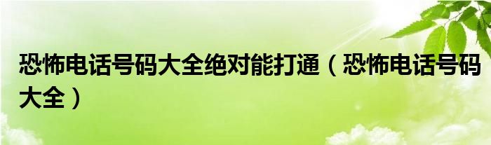 恐怖电话号码大全绝对能打通（恐怖电话号码大全）