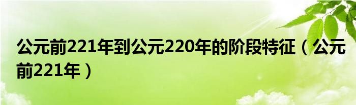 公元前221年到公元220年的阶段特征（公元前221年）