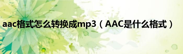 aac格式怎么转换成mp3（AAC是什么格式）