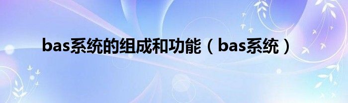 bas系统的组成和功能（bas系统）