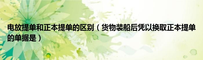 电放提单和正本提单的区别（货物装船后凭以换取正本提单的单据是）