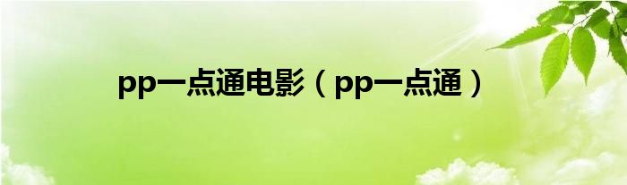 pp一点通电影（pp一点通）