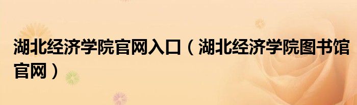 湖北经济学院官网入口（湖北经济学院图书馆官网）