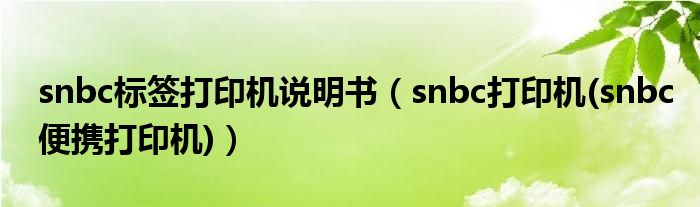 snbc标签打印机说明书（snbc打印机(snbc便携打印机)）