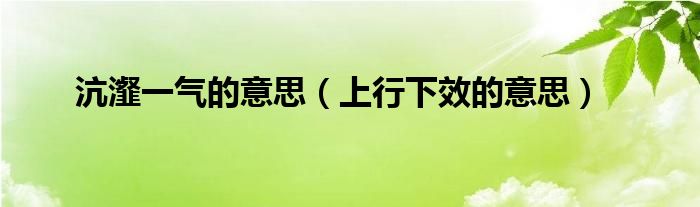 沆瀣一气的意思（上行下效的意思）