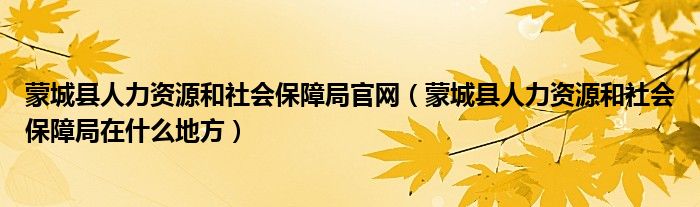 蒙城县人力资源和社会保障局官网（蒙城县人力资源和社会保障局在什么地方）