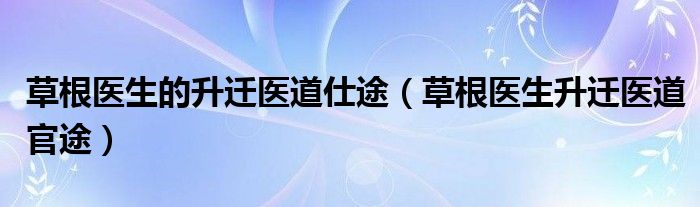 草根医生的升迁医道仕途（草根医生升迁医道官途）