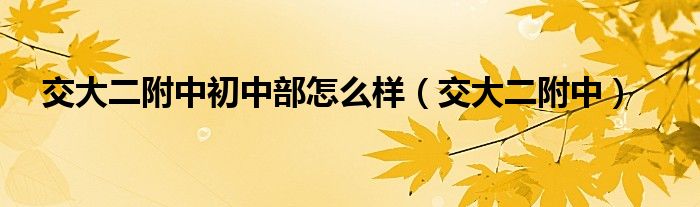 交大二附中初中部怎么样（交大二附中）