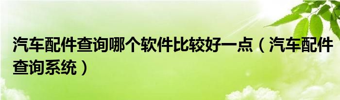 汽车配件查询哪个软件比较好一点（汽车配件查询系统）