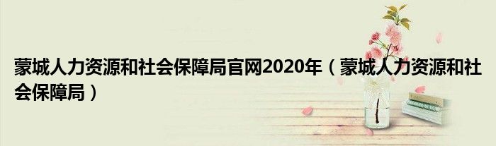 蒙城人力资源和社会保障局官网2020年（蒙城人力资源和社会保障局）