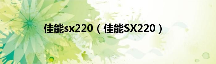 佳能sx220（佳能SX220）