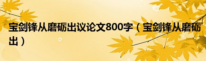 宝剑锋从磨砺出议论文800字（宝剑锋从磨砺出）