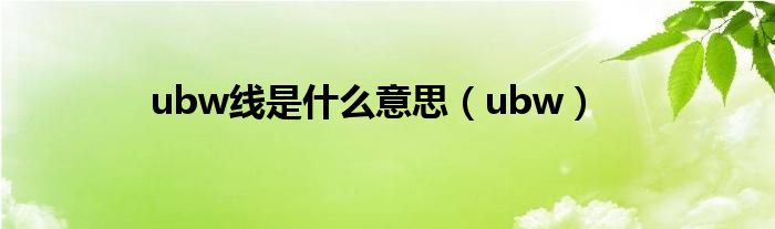 ubw线是什么意思（ubw）