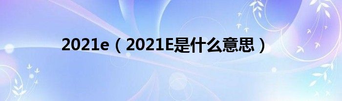 2021e（2021E是什么意思）