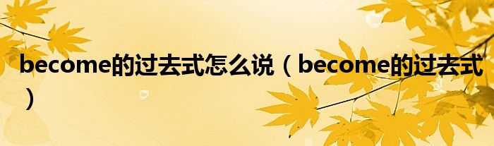 become的过去式怎么说（become的过去式）