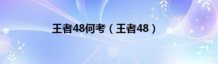 王者48何考（王者48）