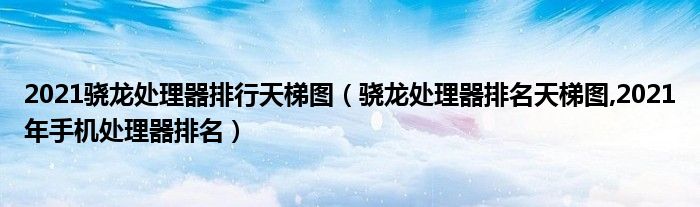 2021骁龙处理器排行天梯图（骁龙处理器排名天梯图,2021年手机处理器排名）