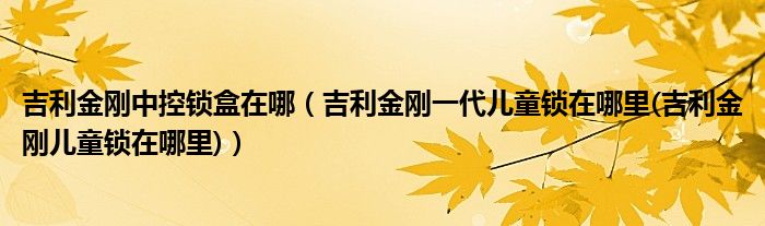 吉利金刚中控锁盒在哪（吉利金刚一代儿童锁在哪里(吉利金刚儿童锁在哪里)）