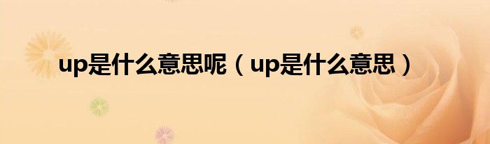 up是什么意思呢（up是什么意思）