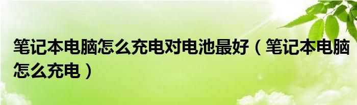 笔记本电脑怎么充电对电池最好（笔记本电脑怎么充电）