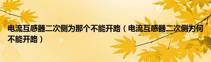 电流互感器二次侧为那个不能开路（电流互感器二次侧为何不能开路）