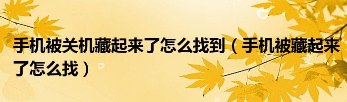 手机被关机藏起来了怎么找到（手机被藏起来了怎么找）