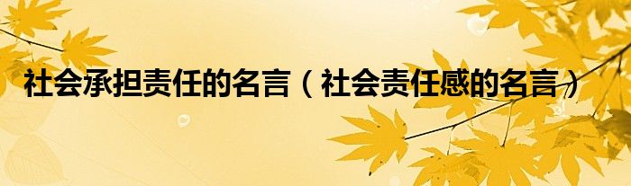 社会承担责任的名言（社会责任感的名言）