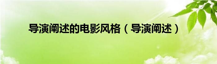 导演阐述的电影风格（导演阐述）