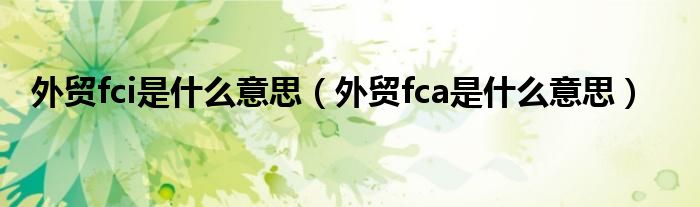 外贸fci是什么意思（外贸fca是什么意思）