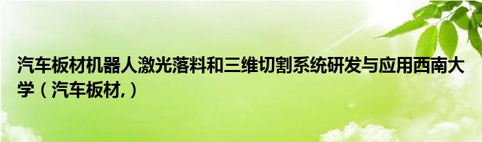 汽车板材机器人激光落料和三维切割系统研发与应用西南大学（汽车板材,）