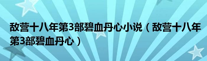 敌营十八年第3部碧血丹心小说（敌营十八年第3部碧血丹心）