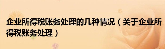 企业所得税账务处理的几种情况（关于企业所得税账务处理）