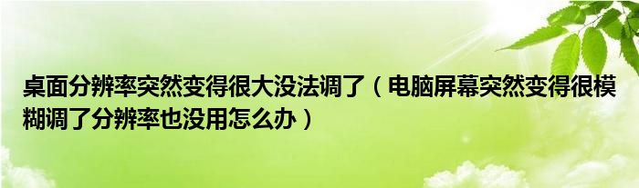 桌面分辨率突然变得很大没法调了（电脑屏幕突然变得很模糊调了分辨率也没用怎么办）