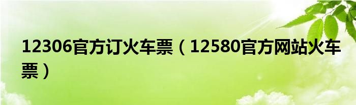 12306官方订火车票（12580官方网站火车票）