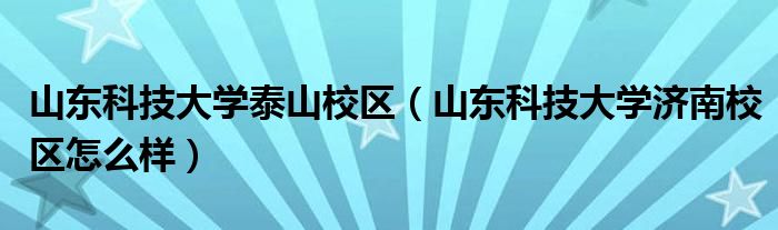 山东科技大学泰山校区（山东科技大学济南校区怎么样）