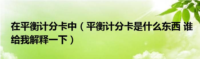 在平衡计分卡中（平衡计分卡是什么东西 谁给我解释一下）