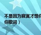 不是因为寂寞才想你歌词表达什么意思（不是因为寂寞才想你歌词）