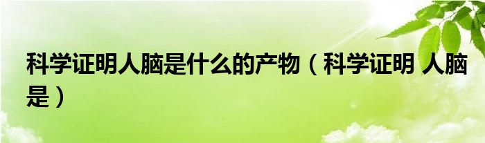 科学证明人脑是什么的产物（科学证明 人脑是）