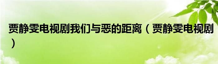 贾静雯电视剧我们与恶的距离（贾静雯电视剧）