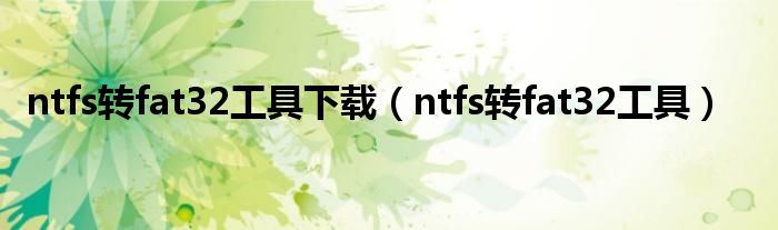 ntfs转fat32工具下载（ntfs转fat32工具）