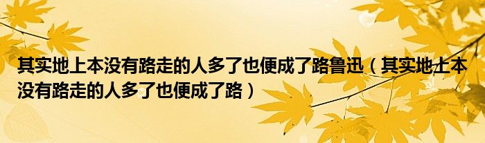 其实地上本没有路走的人多了也便成了路鲁迅（其实地上本没有路走的人多了也便成了路）