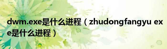 dwm.exe是什么进程（zhudongfangyu exe是什么进程）