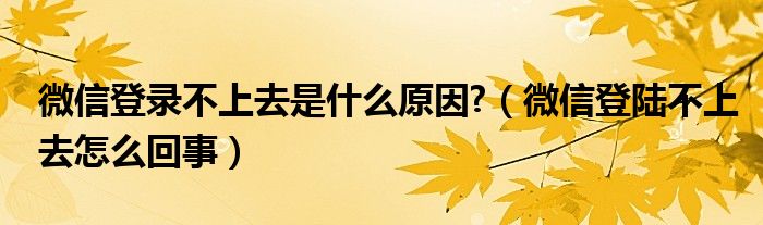 微信登录不上去是什么原因?（微信登陆不上去怎么回事）