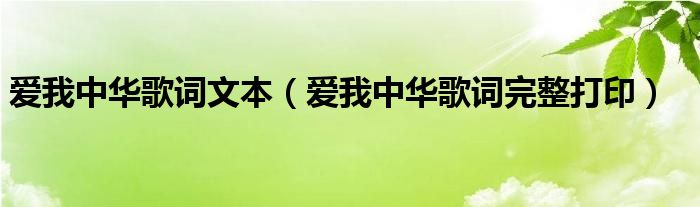 爱我中华歌词文本（爱我中华歌词完整打印）