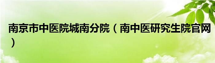 南京市中医院城南分院（南中医研究生院官网）