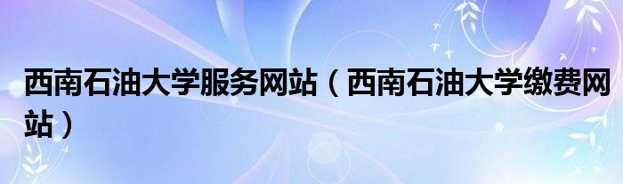 西南石油大学服务网站（西南石油大学缴费网站）