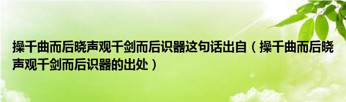 操千曲而后晓声观千剑而后识器这句话出自（操千曲而后晓声观千剑而后识器的出处）