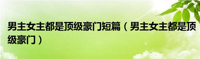 男主女主都是顶级豪门短篇（男主女主都是顶级豪门）